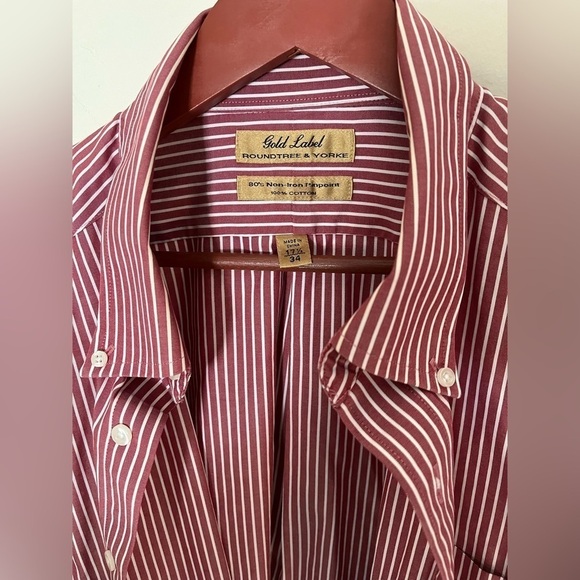 Gold Label Men’s Pinstriped Button Down Collar Shirt Men's L - Picture 7 of 9
